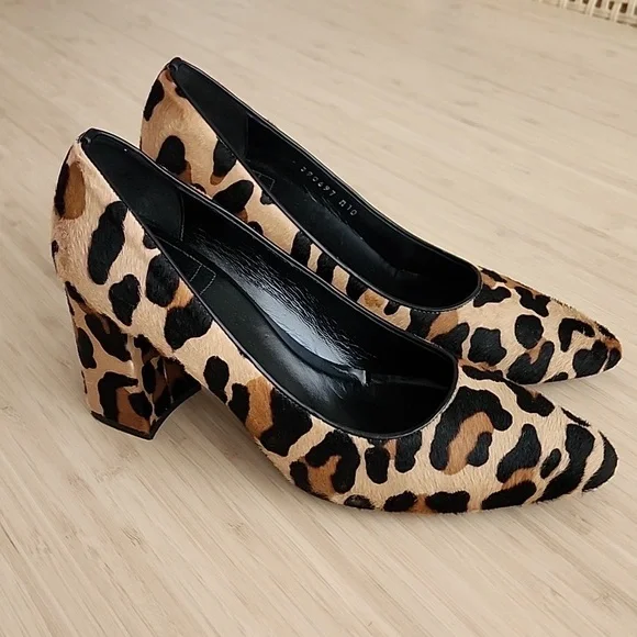Aquatalia Peony Leopard Block Heel Pumps 10